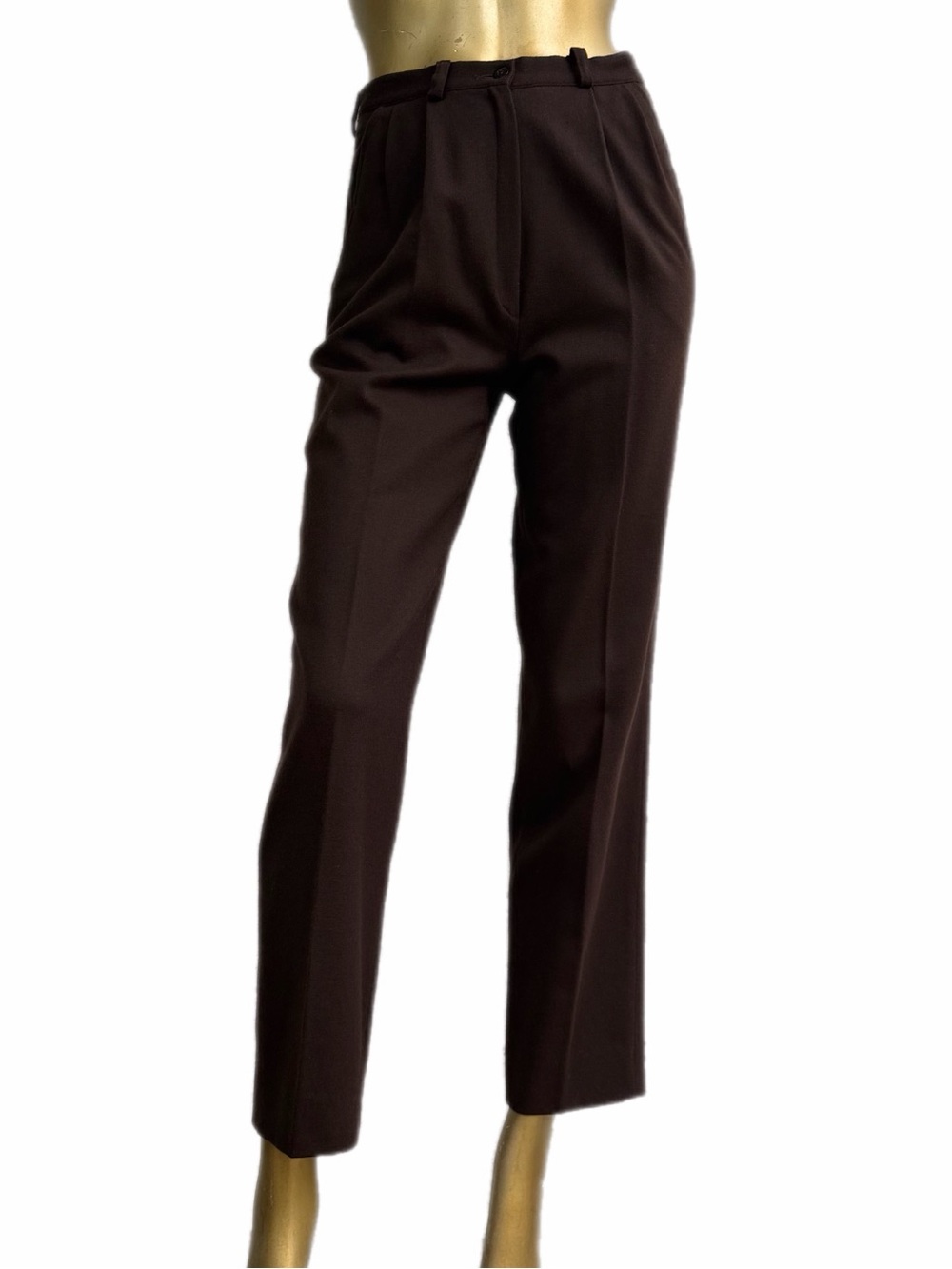 Vintage Modexport Italian Wool High-waisted Pleated Trousers Brown Size 40 W-26”